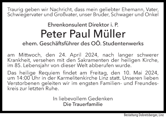 Traueranzeige von Peter Paul Müller von OÖNachrichten